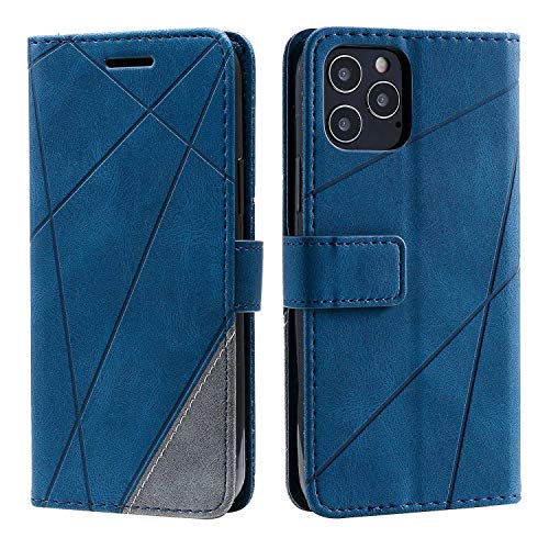 SONWO Hülle für iPhone 12 (6.1 inch), Premium Leder PU Handyhülle Flip Case Wallet Silikon Bumper Schutzhülle Klapphülle für iPhone 12 (6.1 inch), Blau von SONWO