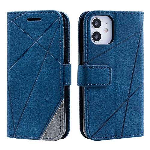 SONWO Hülle für iPhone 12 Mini (5.4 inch), Premium Leder PU Handyhülle Flip Case Wallet Silikon Bumper Schutzhülle Klapphülle für iPhone 12 Mini (5.4 inch), Blau von SONWO