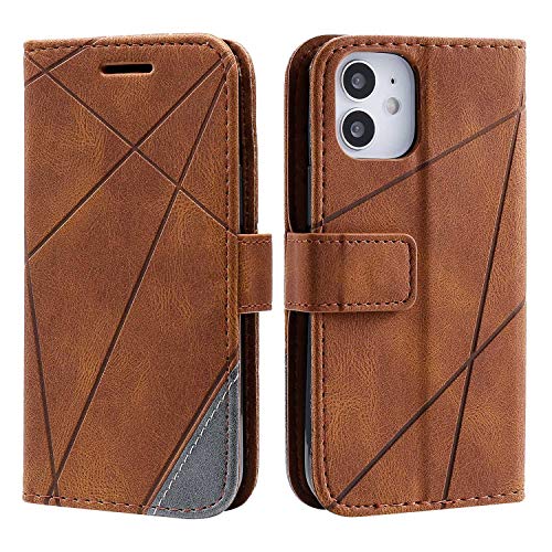 Hülle für iPhone 12 Mini (5.4 inch), SONWO Premium Leder PU Handyhülle Flip Case Wallet Silikon Bumper Schutzhülle Klapphülle für iPhone 12 Mini (5.4 inch), Braun von SONWO