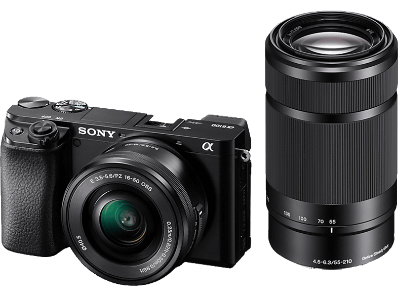 SONY Alpha 6100 Doublezoom Kit (ILCE-6100Y) Systemkamera mit Objektiv 16-50 mm, 55-210 7,6 cm Display Touchscreen, WLAN von SONY