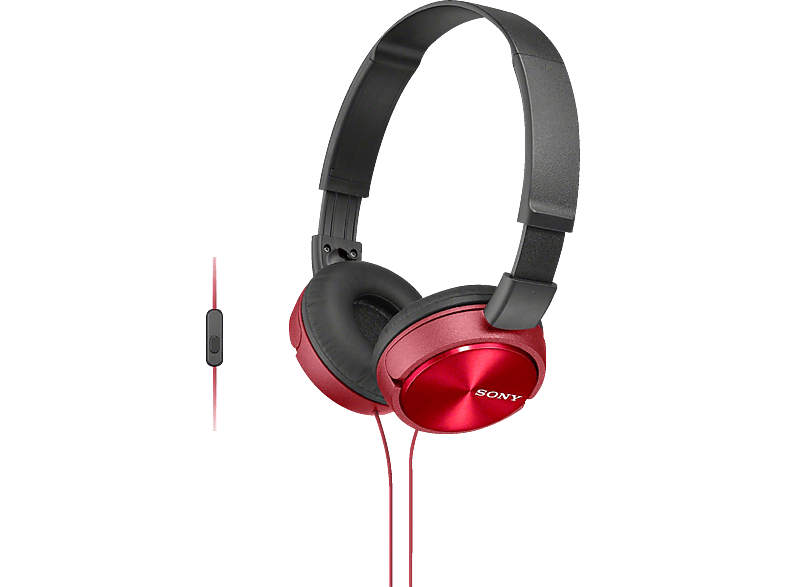SONY MDR-ZX310AP mit Headsetfunktion, Over-ear Kopfhörer Rot von SONY
