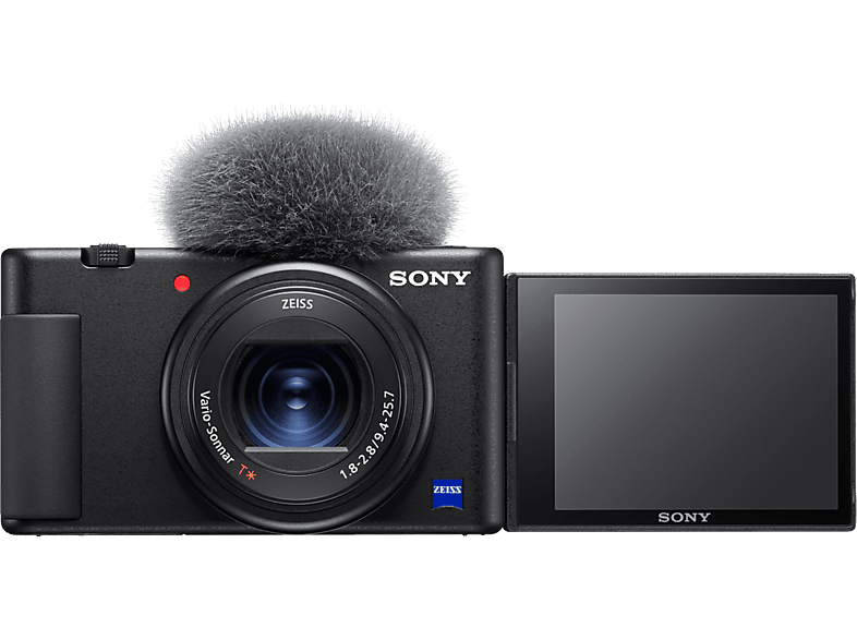 SONY ZV-1 Vlogging Kamera, seitlich klappbares Selfie-Display, 4K Digitalkamera Schwarz, 2.7x opt. Zoom, Xtra Fine Selfie-Touchdisplay, WLAN von SONY