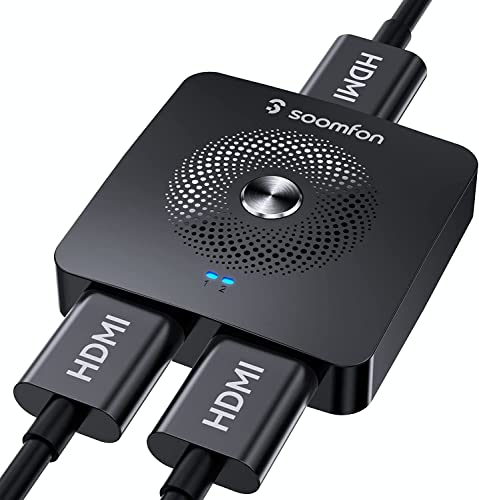 4K@60Hz HDMI Switch Splitter - Bi-Direktional HDMI Splitter 2 in 1 Out / 1 in 2 Out, HDMI Switch 4K, manueller HDMI Umschalter, unterstützt HDCP 2.2, 3D, für Firestick TV PS4/PS5 Xbox DVD von SOOMFON