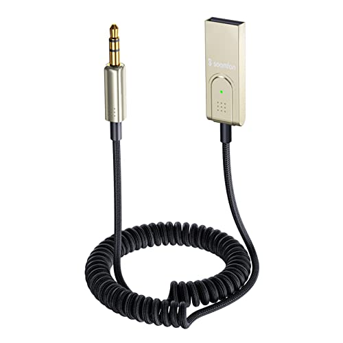 Aux Bluetooth Adapter Auto, 5.1 Empfänger mit Mikrofon, Drahtloser Kfz für Musik & Freisprechenanruf, Auto für Heimstereo, Kopfhörer, Lautsprecher usw. von SOOMFON