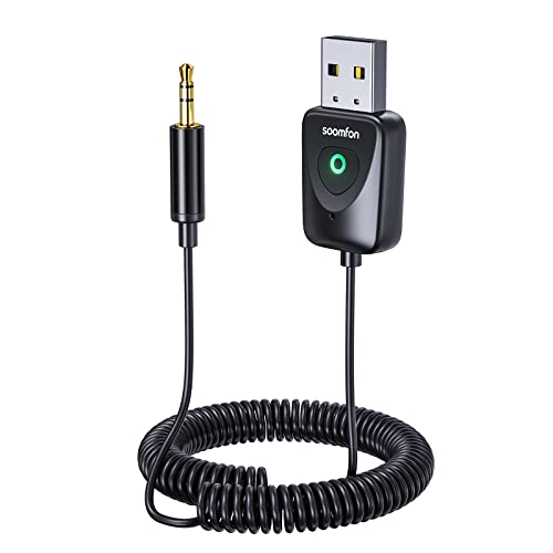 SOOMFON Aux Bluetooth 5.3 Adapter mit Multifunktionstaste, HD-Audio 3.5mm Bluetooth Adapter Auto Klinke mit Mikrofon, USB Bluetooth Aux Empfänger für Musik, Lautsprecher, Heimstereo und Freisprechen SOOMFON Aux Bluetooth 5.3 Adapter mit Multifunktionstaste, HD-Audio 3.5mm Bluetooth Adapter Auto Klinke mit Mikrofon, USB Bluetooth Aux Empfänger für Musik, Lautsprecher, Heimstereo und Freisprechen von SOOMFON