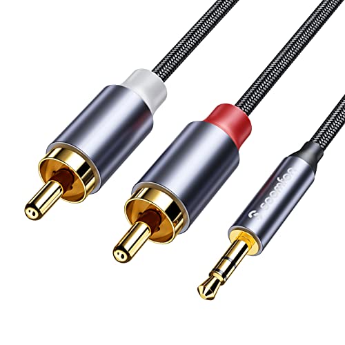 SOOMFON Cinch auf Klinke 3,5mm Kabel Cinch kabel 2x RCA auf 1x Klinkenstecker Aux kabel Y Splitter Stereo-Audiokabel RCA zu 3,5mm Chinch Kabel Adapterkabel 24K Vergoldete Stecker, 2M von SOOMFON