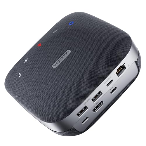 SOOMFON SP600 Konferenzlautsprecher mit 4 Ai-Mikrofonen + USB-C Docking, 4K HDMI, USB 3.0, Gigabit ethernet, PD100W Input, Plug & Play, Bluetooth 5.2 Speakerphone Freisprechlösung Büro & Homeoffice SOOMFON SP600 Konferenzlautsprecher mit 4 Ai-Mikrofonen + USB-C Docking, 4K HDMI, USB 3.0, Gigabit ethernet, PD100W Input, Plug & Play, Bluetooth 5.2 Speakerphone Freisprechlösung Büro & Homeoffice von SOOMFON