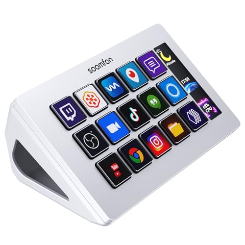 SOOMFON Stream Controller Deck Weiss, 15 anpassbaren Makrotasten, auslösen von Aktion in Software wie OBS/Twitch/YouTube/PS, Mac & Windos, für Live-Streaming, Aktienhandel & Editing von SOOMFON