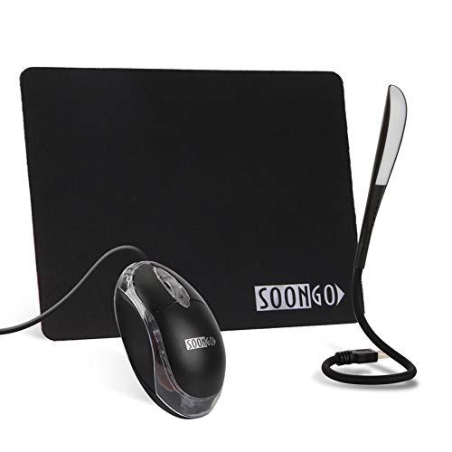 Mini Mouse Pad Kids Mice for Laptop USB LED Light 3 in 1 Gift Combo Mouse Pad Non-Slip Rubber Base USB Reading Lamp with Dimmable Touch Switch and Flexible Gooseneck for Laptop Home Office Travel von SOONGO
