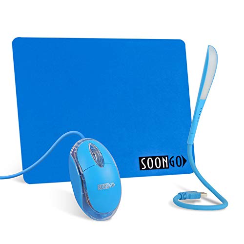 Mini Mouse Pad Kids Mouse for Laptop USB LED Light 3 in 1 Gift Combo Mouse Pad Non-Slip Rubber Base USB Reading Lamp with Dimmable Touch Switch von SOONGO