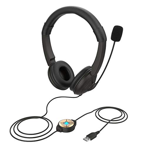 SOONHUA Gaming-Headset mit Mikrofon USB-Headset mit Geräuschunterdrückendem Mikrofon für Xbox One PC Laptop Tablet Mac Smartphone von SOONHUA