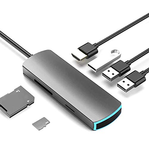 SOONHUA USB C Hub 6- IN- 1 Typ- C Hub Splitter Adapter Speicher Kartenleser Typ- C zu USB 3. 0 HDMI- Kompatibel Adapter für Typ- C Port Laptop Und Mobiltelefone von SOONHUA