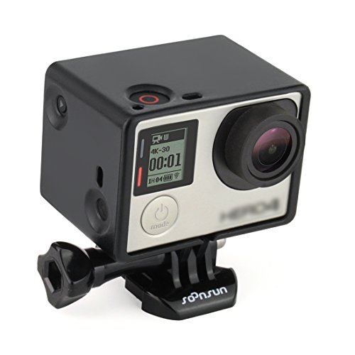 DENDAWEN soonsun Rahmen Mount Erweiterung für Gopro Hero 4 3 + 3 mit Bildschirm/Akku Erweiterung – Verwendung mit LCD-BacPac oder Akku Erweiterung – inkl. Quick Release Schnalle und Daumen Schraube von SOONSUN