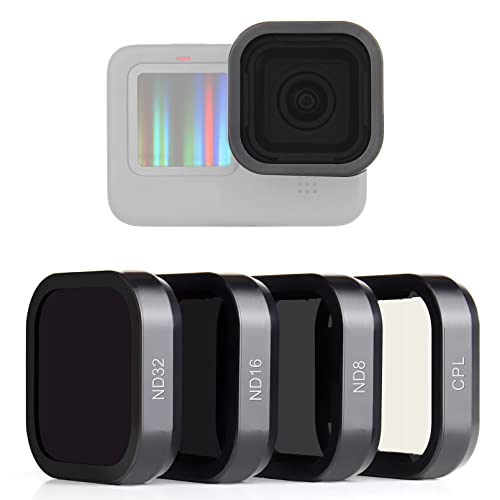 SOONSUN Objektivfilter CPL ND8 ND16 ND32 Filter für GoPro Hero 12 11 10 9 Schwarz, Neutraldichte und Zirkular-Polarisationsfilter-Set, Objektivschutz für GoPro Hero 9 10 11 12 Schwarze Kamera von SOONSUN