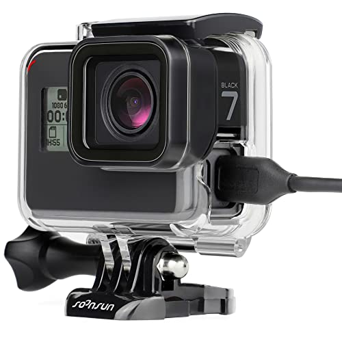 SOONSUN Seitlich offenes Skelett-Schutzgehäuse für GoPro Hero 7 Black/Hero 6 Black/Hero 5 Black/Hero (2018) Kameras - Ladekamera ohne Entfernen des Gehäuses von SOONSUN