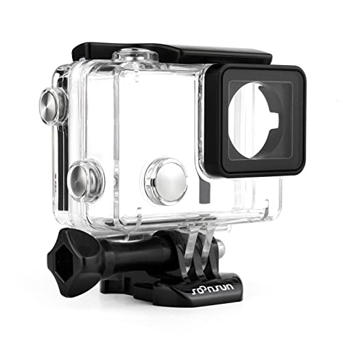 SOONSUN Standard Wasserdichtes Gehäuse Tauchgehäuse für GoPro Hero 4 Schwarz, Hero 3 Kameras mit BacPac Hintertür für erweiterte Batterie oder Bacpac Bildschirm,wasserdicht bis zu 40 Meter von SOONSUN