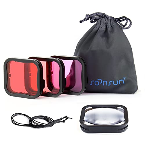 SOONSUN Tauchfilter für offizielles wasserdichtes Gehäuse für GoPro Hero 7 6 5 Schwarz – Rot, Hellrot, Magenta, 5 x Nahaufnahmen Makrofilter – Farbkorrektur für Unterwasser-Fotos und -Videos SOONSUN Tauchfilter für offizielles wasserdichtes Gehäuse für GoPro Hero 7 6 5 Schwarz – Rot, Hellrot, Magenta, 5 x Nahaufnahmen Makrofilter – Farbkorrektur für Unterwasser-Fotos und -Videos von SOONSUN