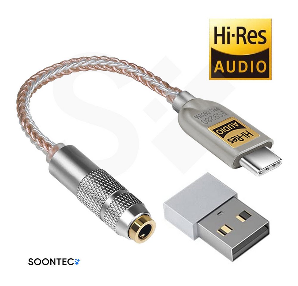 SOONTEC Hi-Res DAC Soundkarte ES9281 384kHz DSD256 USB-C zu 3,5 mm Buchse Kopfhörerverstärker SOONTEC Hi-Res DAC Soundkarte ES9281 384kHz DSD256 USB-C zu 3,5 mm Buchse Kopfhörerverstärker von SOONTEC