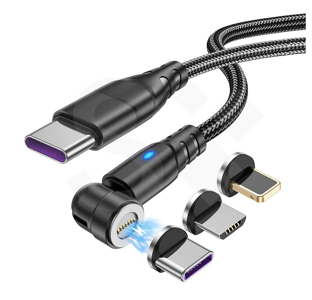 SOONTEC Magnet Ladekabel für Smartphon oder Laptop Fast Charge 100W PD magnetisches Ladekabel, USB-C, Lightning, Micro USB, USB oder USB-C (100 cm) von SOONTEC