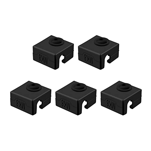 SOOWAY 3D Drucker Heizung Block Silikon Abdeckung MK7 / MK8 / MK9 Hotend Kompatibel mit CR-10,10 S, S4, S5, Ender 3, ANET A8 (5 x schwarze Abdeckung) von SOOWAY