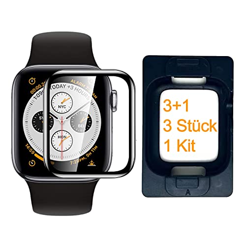 SOPAND [3 Stück + 1 Kit Schutzfolie für Panzerglas Apple Watch Series 8/7 45mm Folie, [Positionierhilfe für Installation] [Blasenfreies Installations-Kit] [Flexible Folie] [HD] Displayschutzfolie von SOPAND