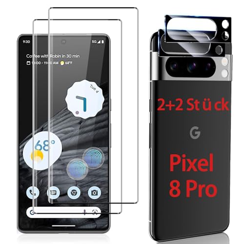 SOPAND S01 2+2 Stück Schutzfolie für Panzerglas Google Pixel 8 Pro mit 2 Stück Glas Schutzfolie + 2 Stück Glas Kamera Schutzfolie [9H Härte][HD Klare][Anti-Kratzen][Anti-Öl] von SOPAND