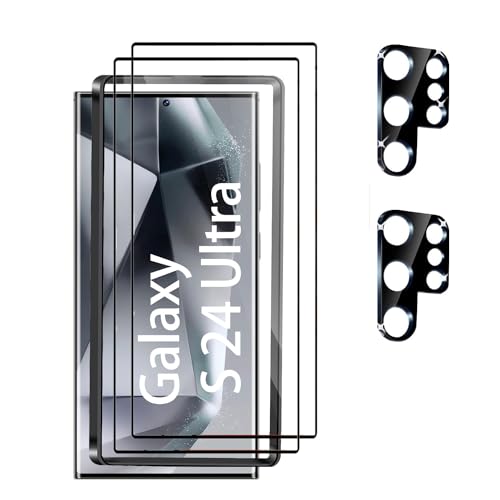 SOPAND S03 2+2 Stück Schutzfolie für Panzerglas Samsung Galaxy S24 Ultra 5G mit 2 Stück Glas Schutzfolie + 2 Stück Glas Kamera Schutzfolie [9H Härte][HD Klare][Anti-Kratzen][Anti-Öl] von SOPAND