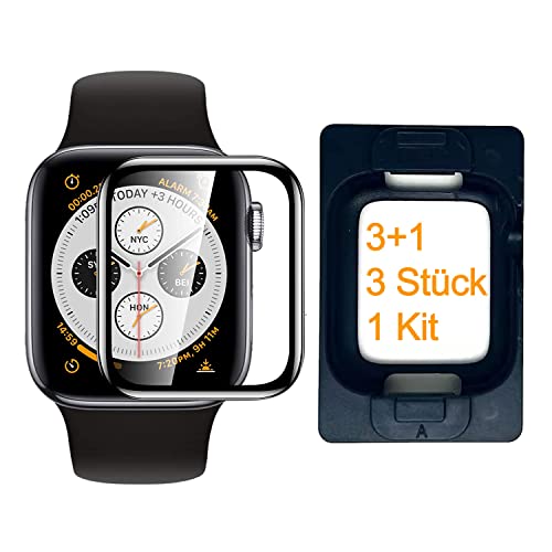 SOPAND S06 [3 Stück + 1 Kit] Schutzfolie für Panzerglas Apple Watch 6/5/4 Series SE/SE2 44mm, [Positionierhilfe für Installation] [Blasenfreies Installations-Kit] [Flexible] [HD] Displayschutzfolie von SOPAND