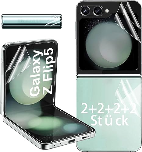 SOPAND S07 2+2+2+2 Stück Schutzfolie für Panzerglas Samsung Galaxy Z Flip 5 5G mit 2 Stück Innenfolie + 2 Stück Frontfolie + 2 Stück Rückenfolie + 2 Stück Hinge-Folie, HD, Bruchsicher, Blasenfrei von SOPAND