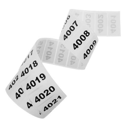 SOPOTUTU 1 Rolle Aufkleber Nummernaufkleber Identifikationsetiketten Aufkleber Nummer Rechteckige Nummernaufkleber Büroetiketten Inventarnummernetiketten Selbstklebende Etiketten von SOPOTUTU