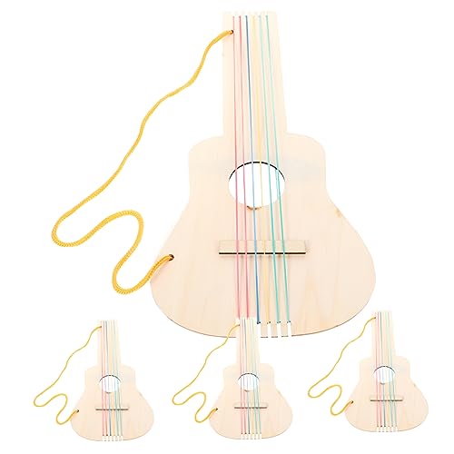SOPOTUTU 4 Sätze kinderinstrumente musikinstrumente Unbemalte Gitarre Handgemachte Gitarre für bastelmaterial für unvollendete leere Holzgitarre unfertige Holzgitarre von SOPOTUTU