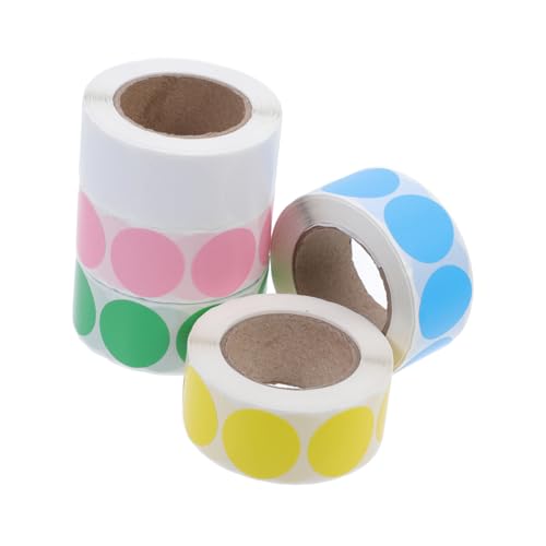 SOPOTUTU 5 Rollen Selbstklebendes Etikettenpapier Kreispunktaufkleber Klebeband Farbige Thermoetiketten Kleine Runde Aufkleber Runde Punktaufkleber Gelbe Größenetikettenaufkleber Und von SOPOTUTU