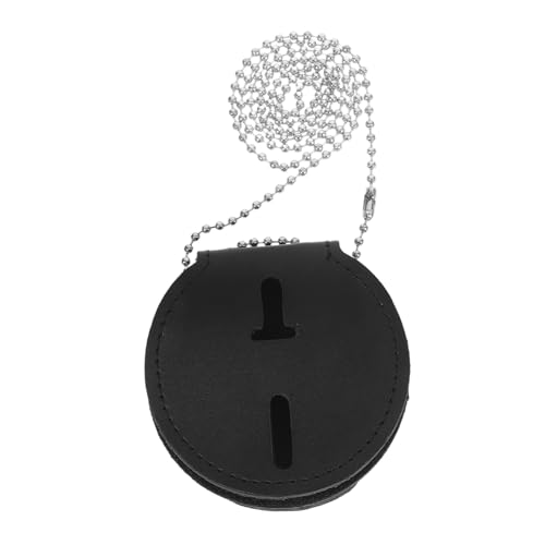 SOPOTUTU Dokumentenhalter Aus Leder Mit Abzeichen Abzeichenhalter Abzeichen-pin-halter Abzeichen-hülle Arbeitsausweishalter Abzeichen-clips Lustiger Ausweishalter Black Pu-leder von SOPOTUTU