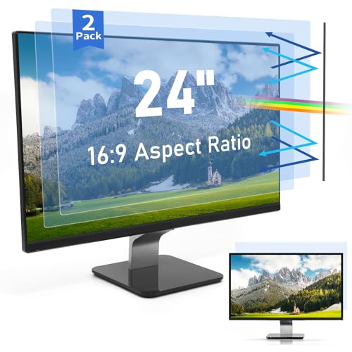 SOPPY 2 x 61 cm (24 Zoll) Computer-Anti-Blaulicht-Displayschutzfolie für 16:9-Breitbild-Display, Anti-UV- und Blaulicht-Bildschirmfilter für Samsung/Dell/Lenovo/HP/Acer/ASUS Monitore (24 Zoll, 16:9) von SOPPY