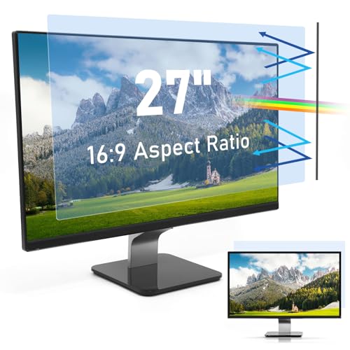 SOPPY Anti-Blaulichtfilter Displayschutzfolie für 27 Zoll Computer Monitor, Abnehmbar Premium Blaulichtfilter Monitor Display, Displayschutz Augenschutz Anti-Blaulicht, Anti-UV, Blendfrei (16:9) von SOPPY