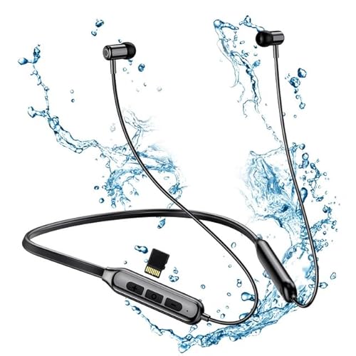 SOPPY Bluetooth 5.0 Kopfhörer Sport in Ear, Sportkopfhörer Magnetisches Ultraleicht Ohrhörer Unterstützt TF Karte Kabellose Nackenbügel-Ohrhörer mit Mikrofon/IPX5/25 Std. Spielzeit, Schwarz von SOPPY