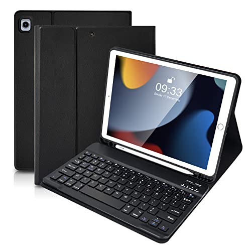SOPPY Hülle mit Tastatur für iPad 9th 2021 iPad 8th 2020 iPad 7. Generation 2019 iPad Air 3 2019 iPad Pro 10,5 Zoll 2017 Abnehmbare Bluetooth Tastatur Eingebauter Stiftschlitz Tablet Zubehör Schwarz von SOPPY
