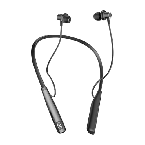 SOPPY Nackenbügel Kopfhörer Bluetooth 5.4 Kabellose In-Ear-Kopfhörer Ohrhörer mit LED Anzeige, Bluetooth Kopfhörer Sport Earbuds zum Laufen, Headset mit 80 Stunden Spielzeit/Geräuschreduzierung von SOPPY