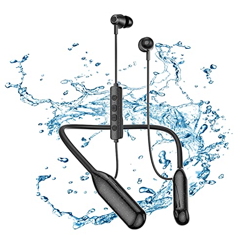 SOPPY Nackenbügel Ohrhörer Bluetooth 5.3 Kabellose In-Ear Kopfhörer mit Mikrofon, IPX6 Sport Earbuds Kabellos zum Laufen, Magnetisches Headset Leichte Ohrhörer mit 120 Stunden Spielzeit - Schwarz von SOPPY