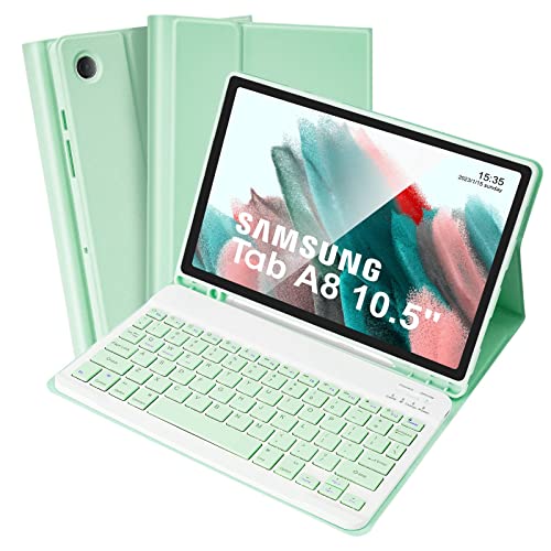 SOPPY Samsung Galaxy Tab A8 Tablet-Hülle mit Tastatur, UK-Layout, integrierter S-Pen-Halter, schlanke Abdeckung mit abnehmbarer Tastatur für Samsung Galaxy Tab A8 10,5 Zoll 2021 (SM-X200/ X205/X207), von SOPPY