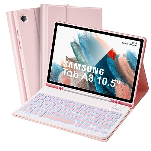 SOPPY Tastaturhülle mit Hintergrundbeleuchtung für Samsung Galaxy Tab A8 10,5 Zoll, UK-Layout, integrierter S-Stifthalter, schlanke Abdeckung mit abnehmbarer Tastatur für Samsung Tab A8 26,7 cm (10,5 von SOPPY