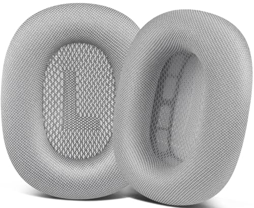 SOPROM Ohrpolster Ersatz für Airpods Max Over-Ear Kopfhörer, Ohrpolster mit strapazierfähigem Netzstoff, weicher Schaumstoff - Silber von SOPROM