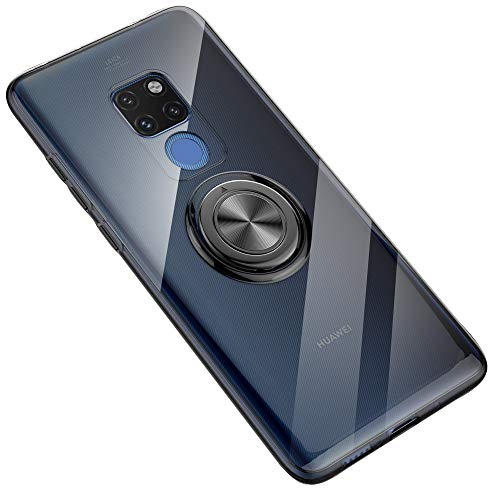 SORAKA Durchsichtige Hülle für Huawei Mate 20 mit 360 Grad drehbarem Ringständer Weicher TPU transparenter Schutzhülle mit Metallplatte für Handyhalterung Auto KFZ Magnet Stoßdämpfung von SORAKA