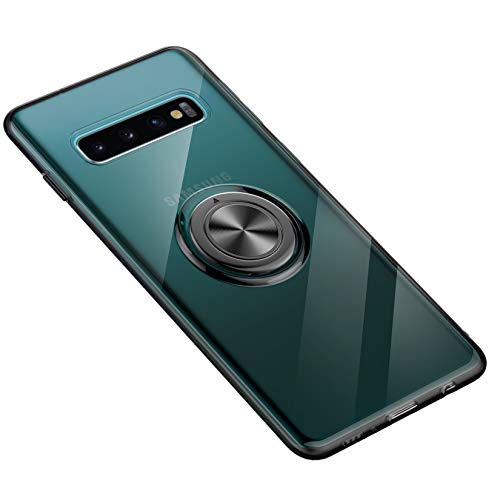 SORAKA Durchsichtige Hülle für Samsung Galaxy S10 4G mit 360 Grad drehbarem Ringständer Weicher TPU transparenter Schutzhülle mit Metallplatte für Handyhalterung Auto KFZ Magnet Stoßdämpfung von SORAKA