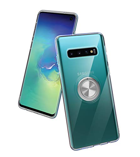 SORAKA Durchsichtige Hülle für Samsung Galaxy S10 4G mit 360 Grad drehbarem Ringständer Weicher TPU transparenter Schutzhülle mit Metallplatte für Handyhalterung Auto KFZ Magnet Stoßdämpfung von SORAKA