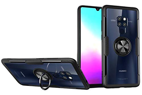 SORAKA Hülle für Huawei Mate 20X 5G/4G mit 360 Grad drehbarem Ringständer Harter PC transparenter Abdeckung+Silikon Rahmen durchsichtige hülle mit Metallplatte für Handyhalterung Auto KFZ Magnet von SORAKA