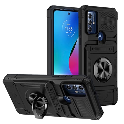 SORAKA Hülle für Motorola Moto G Pure mit Ringständer Kartenhalterung Metall Patch kompatible magnetische Auto Telefonhalterung Schutzhülle gegen Stöße und Stürze von SORAKA