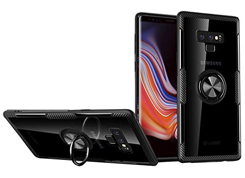 SORAKA Hülle für Samsung Galaxy Note 9 mit 360 Grad drehbarem Ringständer Harter PC transparenter Abdeckung+Silikon Rahmen durchsichtige hülle mit Metallplatte für Handyhalterung Auto KFZ Magnet von SORAKA