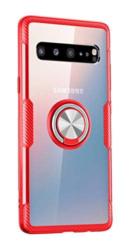 SORAKA Hülle für Samsung Galaxy S10 5G mit Ringständer,Harter PC transparenter Abdeckung+Silikon Rahmen durchsichtige hülle mit Metallplatte für Handyhalterung Auto KFZ Magnet von SORAKA