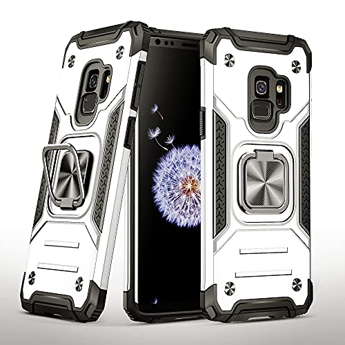 SORAKA Hülle für Samsung Galaxy S9 mit Ringhalterung Panzerhülle Samsung Galaxy S9 Hülle Weicher TPU-Stoßfänger Harte PC-Rückseite mit Metallplatte für magnetische Handy-Autohalterung von SORAKA